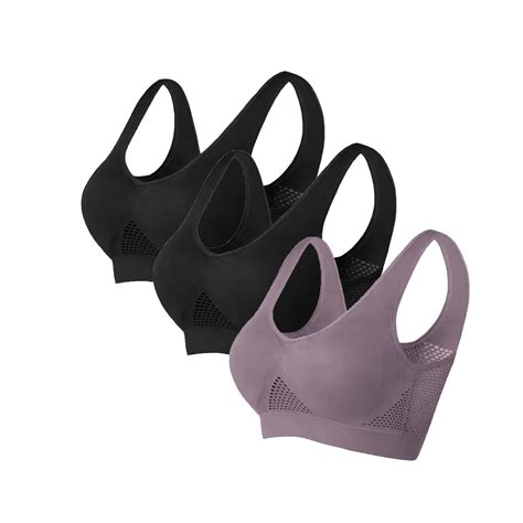 Ugoldhm Women Bralettes 3 Pack Wireless Push Up Bra Soft Seamless Comfortable Bralette