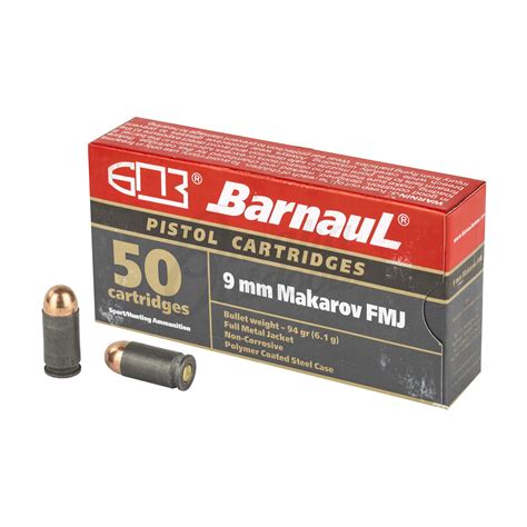 Barnaul 9mm Makarov Ammo 94 Grain Full Metal Jacket 50 Round Box Omaha Outdoors