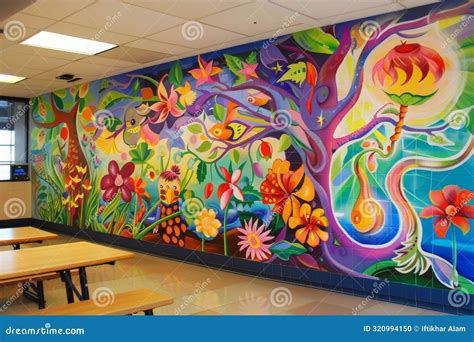 Mural Colorido En La Pared De Un Aula Que Celebra La Diversidad Del