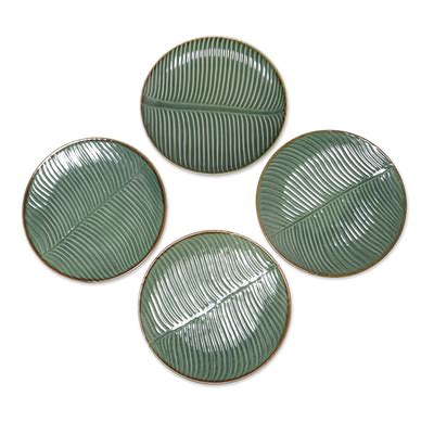 Ceramic Banana Leaf Dinner Plates Set Of From Bali Banana Vibes