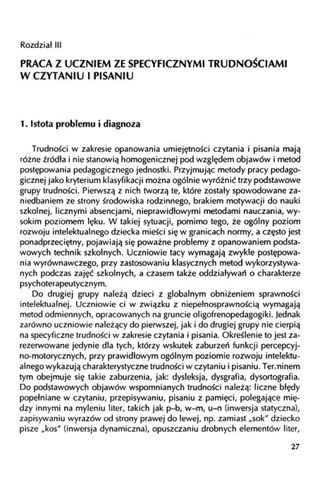 Pdf Praca Z Uczniem Ze Specyficznymi Trudno Ciami W Czytaniu I