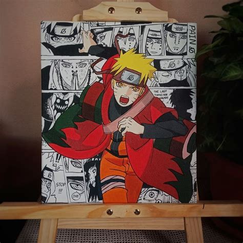 An Easel With A Painting Of Naruto On It