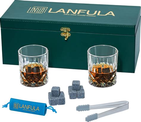 Lanfula Whiskey Glasses And Stones Set With Luxury Box 10 Granite