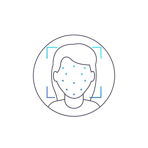 Face Recognition Identification Icon With Girl Head Linear 2204716