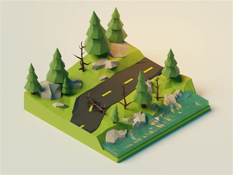 Low Poly Forest Scene in Blender by Warren Challenger