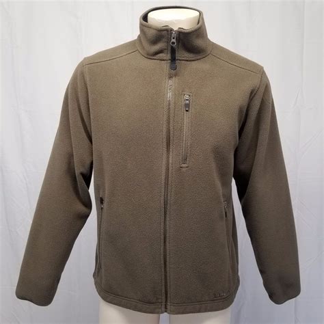 Ll Bean Trail Model Fleece Full Zip Front Jacket Olive Green Mens Small Llbean Fleecejacket