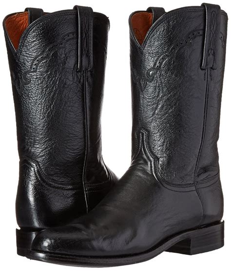 Lucchese Bootmaker Mens Lawrence Blk Lonestar Calf Roper Riding Boot