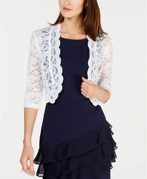 Connected Scalloped Lace Shrug White In 2020 Shrug For Dresses