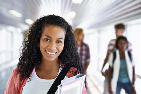 Premium Photo Woman Student And Smile On College Campus Portrait And