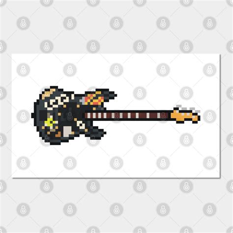 Pixel Punk Stickered Precision Bass Guitar By Gkillerb Pixel Art