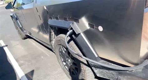 Tesla Cybertruck release candidate shows look at charging port, tow hitch