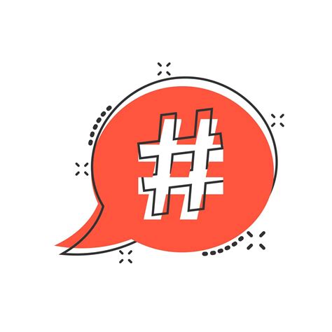 Vector Cartoon Hashtag Icon In Comic Style Social Media Marketing