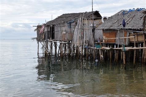 Bamboo Poles Support the Stilt Bajau Shanty Houses Built by Indigenous ...