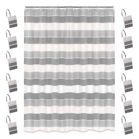 Zahari Home Pc Modern Line Shower Curtain Sets Gray Shower Curtain