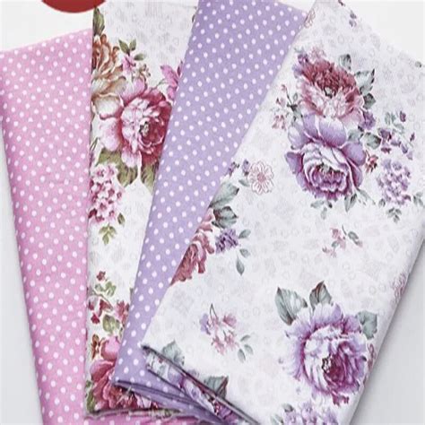 Graceful X Cm Pink Purple Flower Polka Dot Printed Cotton