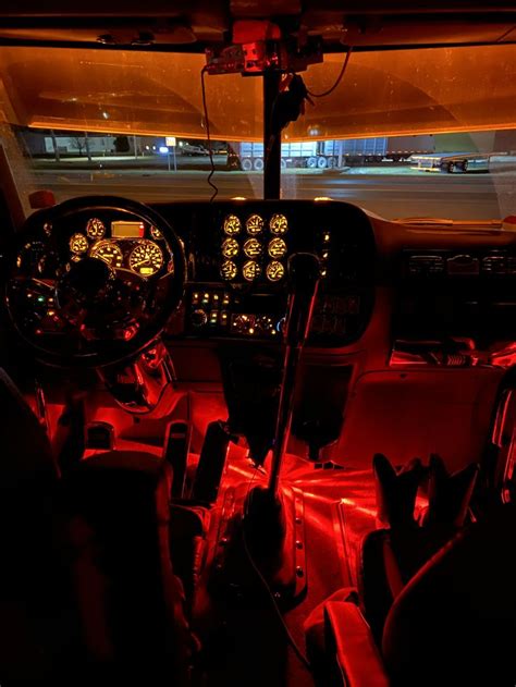 Custom Big Rig Truck Interior with Red Lights