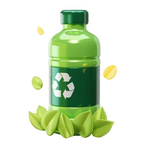 Premium Psd Ecofriendly Recycle Bottle Green Colored 3d Icon For