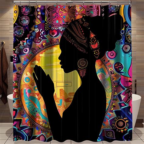 Empowering African American Woman Shower Curtain Vibrant Cultural Design For Stylish Home Decor