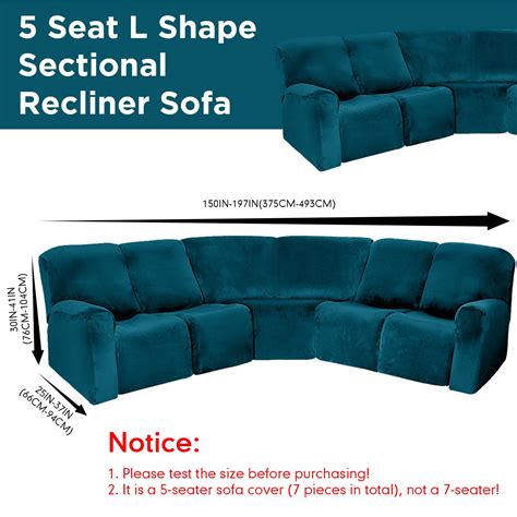 Peryiter Pcs L Shape Sectional Recliner Sofa Covers Seat Sectional