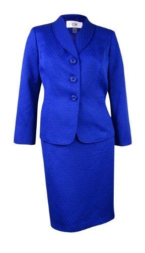 Le Suit Womens Plus Size Textured 3 Button Skirt Suit 14w Royal Suits For Women Le Suit