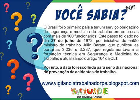 Vigilância em Saúde do Trabalhador Pernambuco 06 Você sabia Dia 27