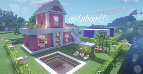 Cute Pink House Minecraft | Cute minecraft houses, Minecraft houses ...