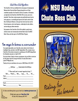 Fillable Online Msu Rodeo Chute Boss Club Montana State University