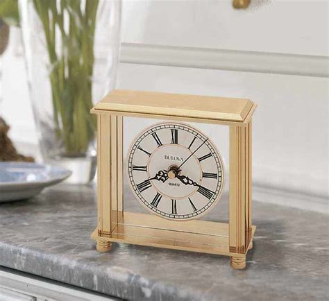 Bulova B1703 Cheryl Brass Table Clock The Clock Depot