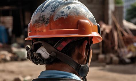 Premium Ai Image A Man Wearing An Orange Hard Hat With The Wordsmart