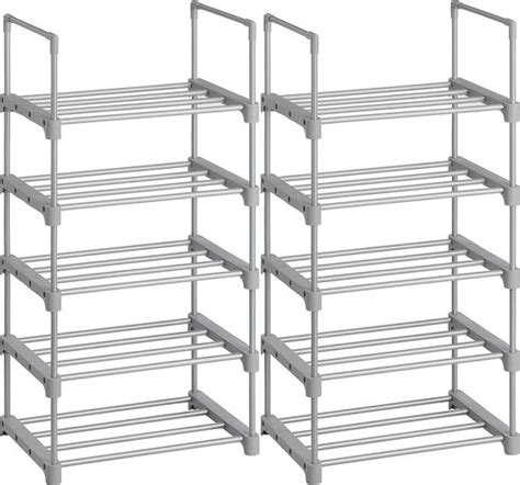 Schoenenrekken Met Niveaus Set Van Metalen Schoenenrek