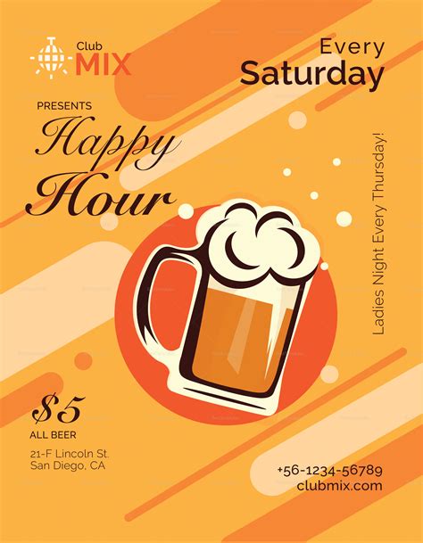 Happy Hour Flyer Design Template in PSD, Word, Publisher, Illustrator ...