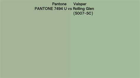 Pantone 7494 U Vs Valspar Rolling Glen 5007 5c Side By Side Comparison