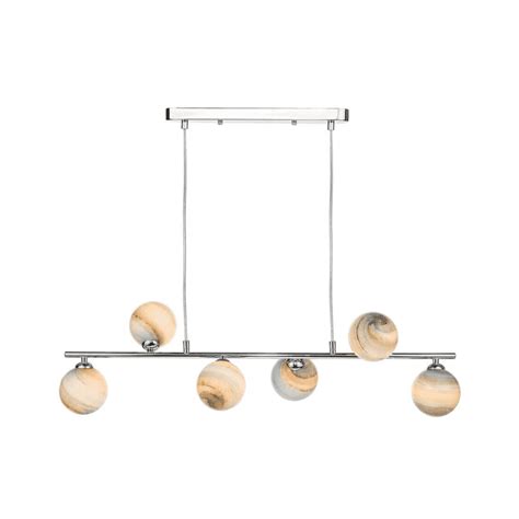 Spiral Light Bar Pendant Polished Chrome With Planet Glass Large