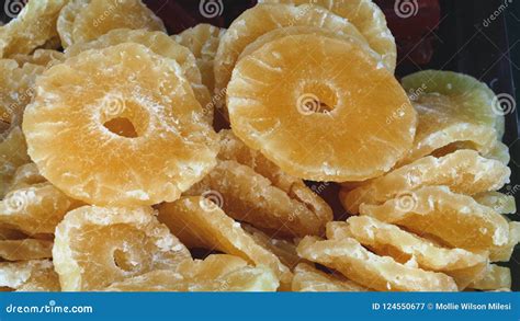 Display Of Dried Candied Pineapple Rings Stock Image Image Of