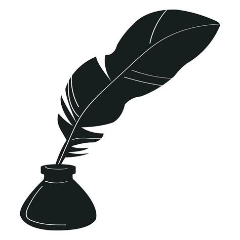 Inkwell And Feather Pen Black Silhouette Vector Art At Vecteezy