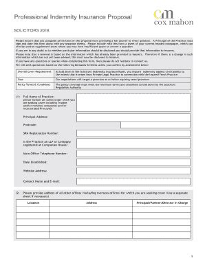 Fillable Online Solicitors Professional Indemnity Proposal Form