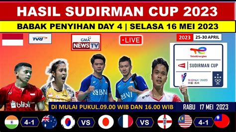 Hasil Sudirman Cup Day Malaysia Vs China Taipei India Vs