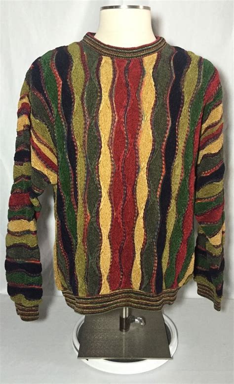 Mens Tundra Canada Textured Multi Colored 3 D Crew Neck Sweater Xl