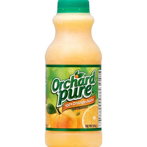 Orchard Pure Juice Orange 100 From Concentrate Pint Plastic Bottle