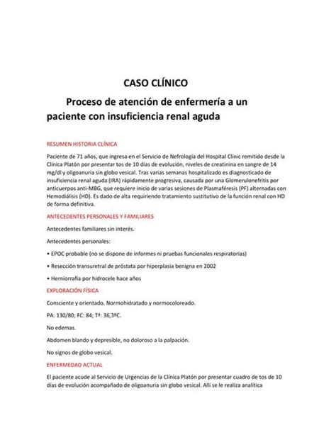 Caso Clinico De Insuficiencia Renal Aura Ester Peréz Rada Udocz