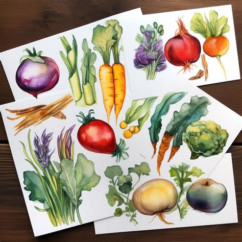 Premium Photo | A watercolor drawing of vegetables on a table