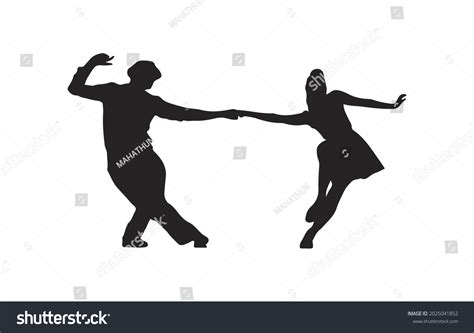 Vector Illustration Couple Dancing Silhouette Stock Vector (Royalty ...