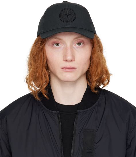 Stone Island Black Embroidered Cap Stone Island