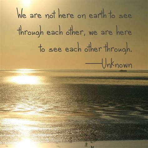 Great Advice 133 We Are Not Here On Earth To See Through Each Other