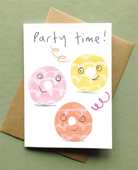 Party Time Birthday Card Party Rings Biscuits Card By jo clark design