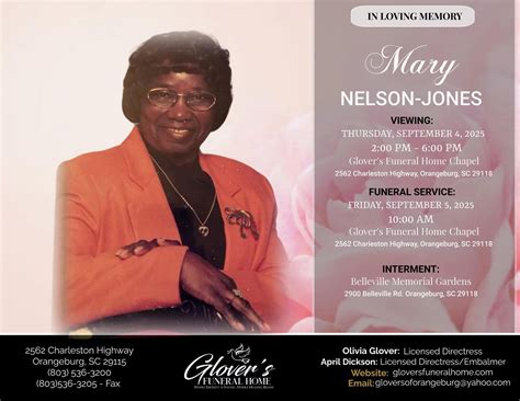 glover funeral home obituaries orangeburg south carolina 9