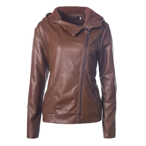 Yilia Winter Warm Leather Coat Fashion Solid Faux Leather Jacket Women ...