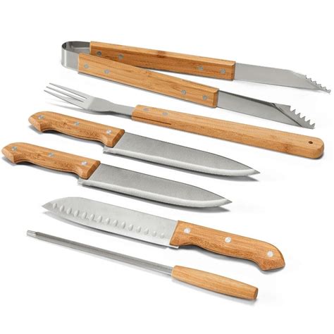 O Que Comprar Para Churrasco - Comprar Jogo para Churrasco Super Luxo 6 Peças Inox com Estojo Bambu ...