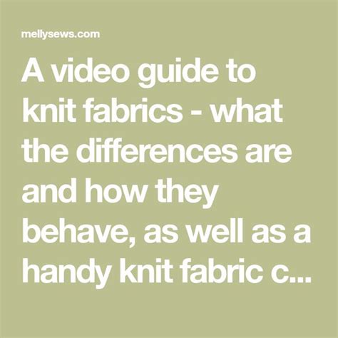 Understanding Knit Fabrics Fabric Types Melly Sews Knitting