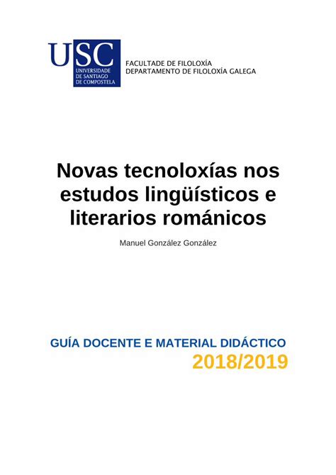 PDF Novas tecnoloxías nos estudos lingüísticos e literarios